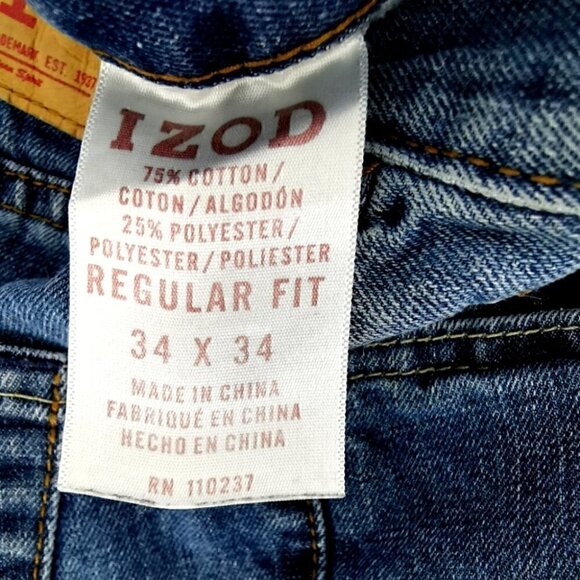 Izod Men's 34 x 34 Cotton Regular Blue Jeans - Picture 8 of 15